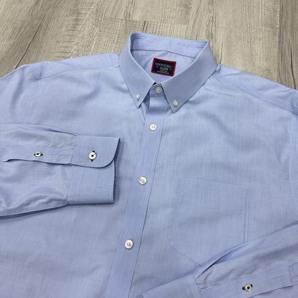 UNTUCKit Hillside Select-WF Shirt Men's XL Blue Wrinkle Free Button Down Oxford
